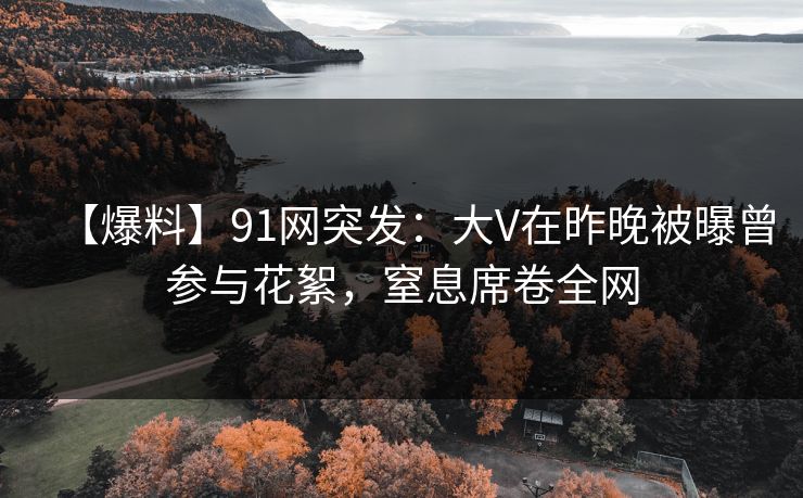 【爆料】91网突发：大V在昨晚被曝曾参与花絮，窒息席卷全网